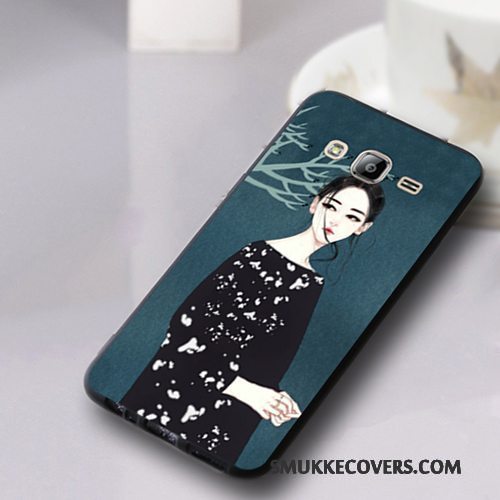 Etui Samsung Galaxy J3 2016 Cartoon Telefonanti-fald, Cover Samsung Galaxy J3 2016 Silikone Mørkeblå Nubuck