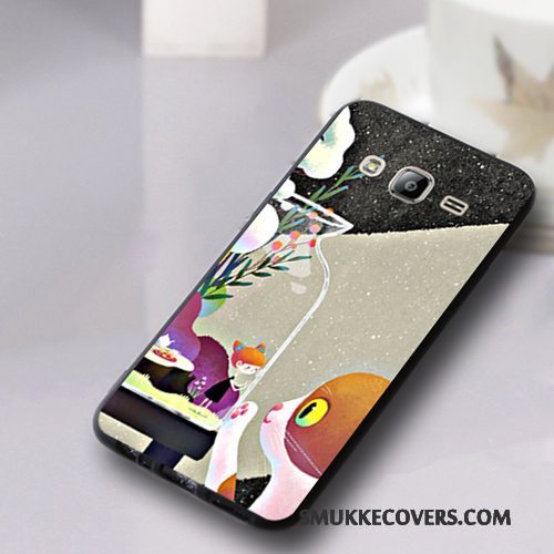 Etui Samsung Galaxy J3 2016 Cartoon Telefonanti-fald, Cover Samsung Galaxy J3 2016 Silikone Mørkeblå Nubuck