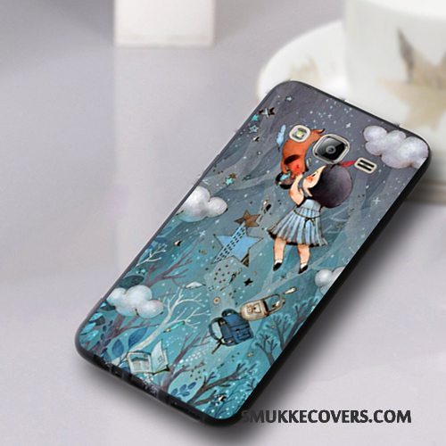 Etui Samsung Galaxy J3 2016 Cartoon Telefonanti-fald, Cover Samsung Galaxy J3 2016 Silikone Mørkeblå Nubuck