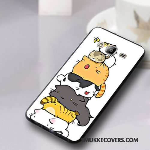 Etui Samsung Galaxy J3 2016 Cartoon Telefonanti-fald, Cover Samsung Galaxy J3 2016 Silikone Mørkeblå Nubuck