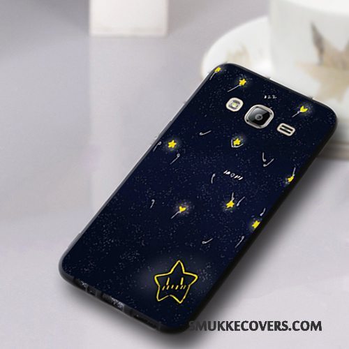 Etui Samsung Galaxy J3 2016 Cartoon Telefonanti-fald, Cover Samsung Galaxy J3 2016 Silikone Mørkeblå Nubuck