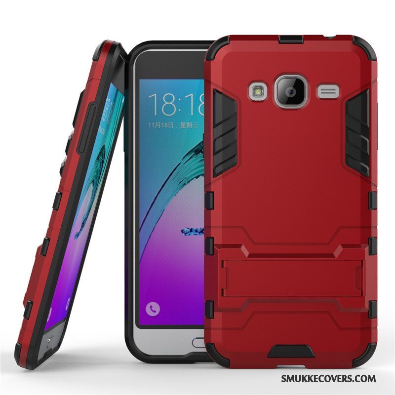 Etui Samsung Galaxy J3 2016 Support Telefonsølv, Cover Samsung Galaxy J3 2016 Beskyttelse Hård