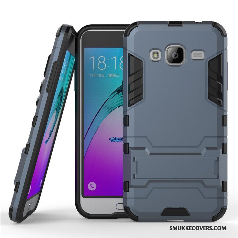 Etui Samsung Galaxy J3 2016 Support Telefonsølv, Cover Samsung Galaxy J3 2016 Beskyttelse Hård