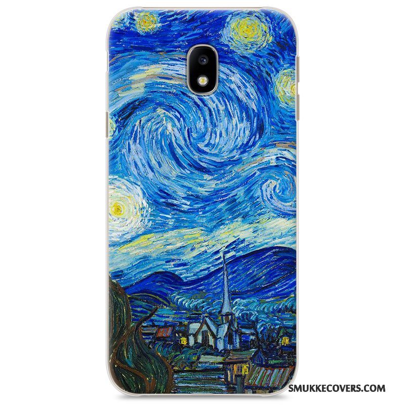 Etui Samsung Galaxy J3 2017 Cartoon Mørkeblå Trend, Cover Samsung Galaxy J3 2017 Malet Telefonkunst