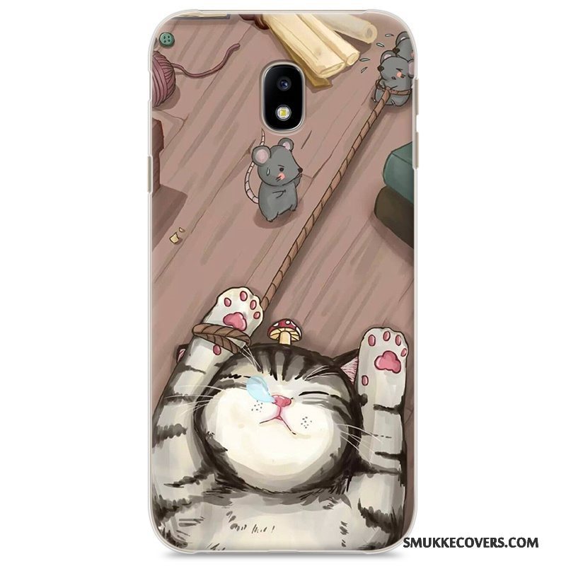 Etui Samsung Galaxy J3 2017 Cartoon Telefonhård, Cover Samsung Galaxy J3 2017 Malet Anti-fald Lyserød