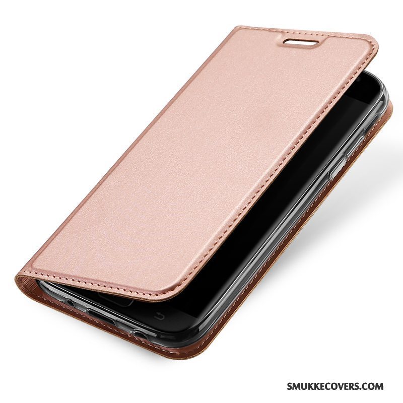 Etui Samsung Galaxy J3 2017 Læder Lyserød Telefon, Cover Samsung Galaxy J3 2017 Tasker Anti-fald Business