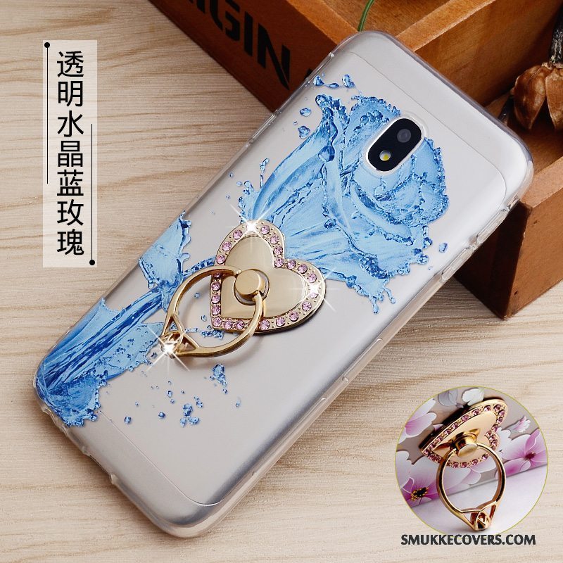 Etui Samsung Galaxy J3 2017 Relief Telefonanti-fald, Cover Samsung Galaxy J3 2017 Beskyttelse Ring Lyserød