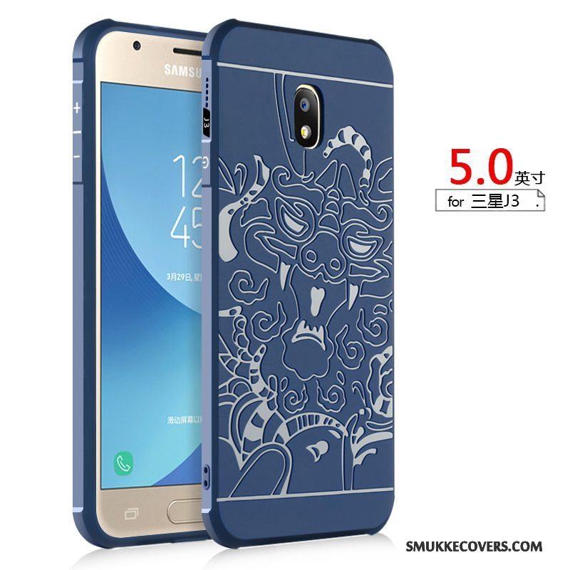 Etui Samsung Galaxy J3 2017 Silikone Anti-fald Telefon, Cover Samsung Galaxy J3 2017 Beskyttelse Sort
