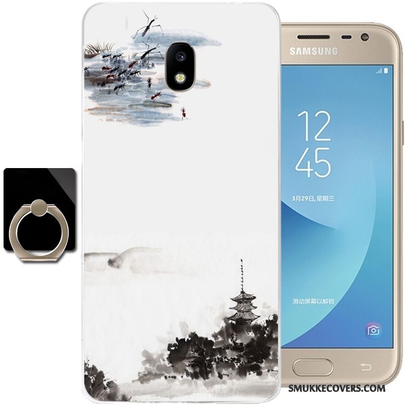 Etui Samsung Galaxy J3 2017 Tasker Kinesisk Stil Telefon, Cover Samsung Galaxy J3 2017 Blød Sort