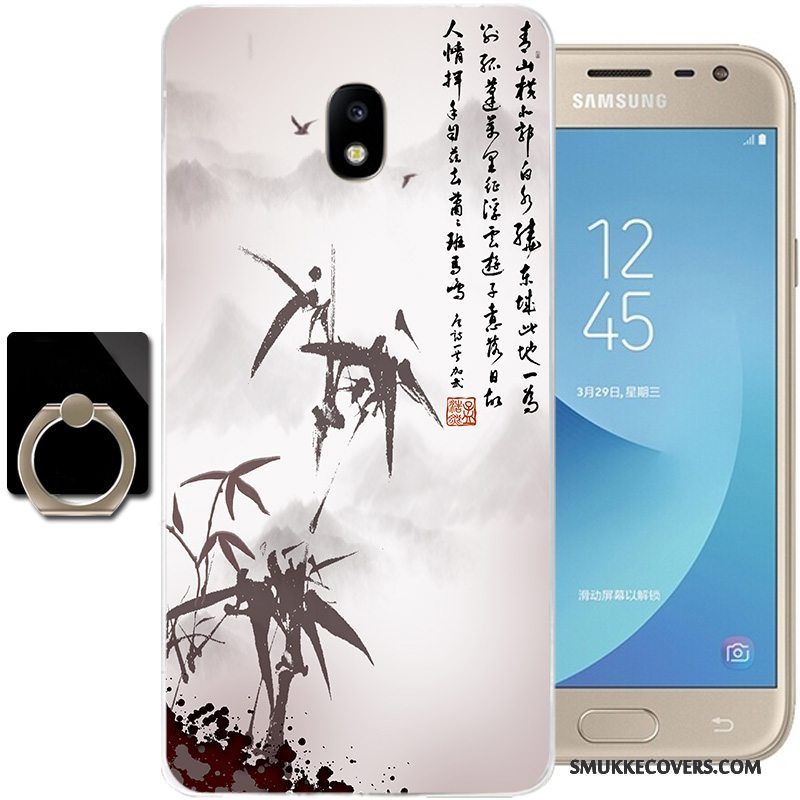 Etui Samsung Galaxy J3 2017 Tasker Kinesisk Stil Telefon, Cover Samsung Galaxy J3 2017 Blød Sort