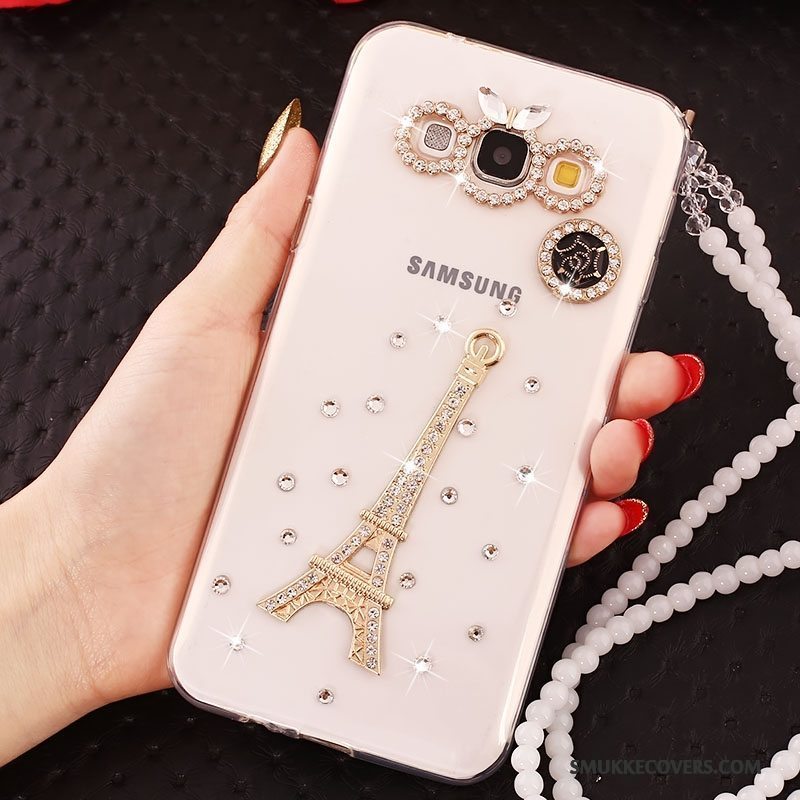 Etui Samsung Galaxy J5 2015 Beskyttelse Telefonhængende Ornamenter, Cover Samsung Galaxy J5 2015 Blød Guld
