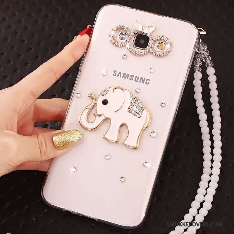 Etui Samsung Galaxy J5 2015 Beskyttelse Telefonhængende Ornamenter, Cover Samsung Galaxy J5 2015 Blød Guld