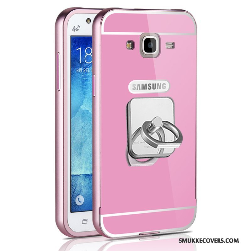 Etui Samsung Galaxy J5 2015 Metal Telefonramme, Cover Samsung Galaxy J5 2015 Beskyttelse Lyserød Hård