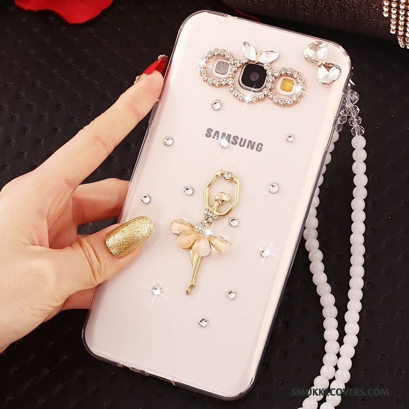 Etui Samsung Galaxy J5 2015 Silikone Anti-fald Telefon, Cover Samsung Galaxy J5 2015 Strass Hvid