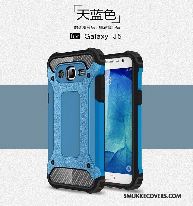 Etui Samsung Galaxy J5 2015 Tasker Anti-fald Armour, Cover Samsung Galaxy J5 2015 Beskyttelse Telefoncyan