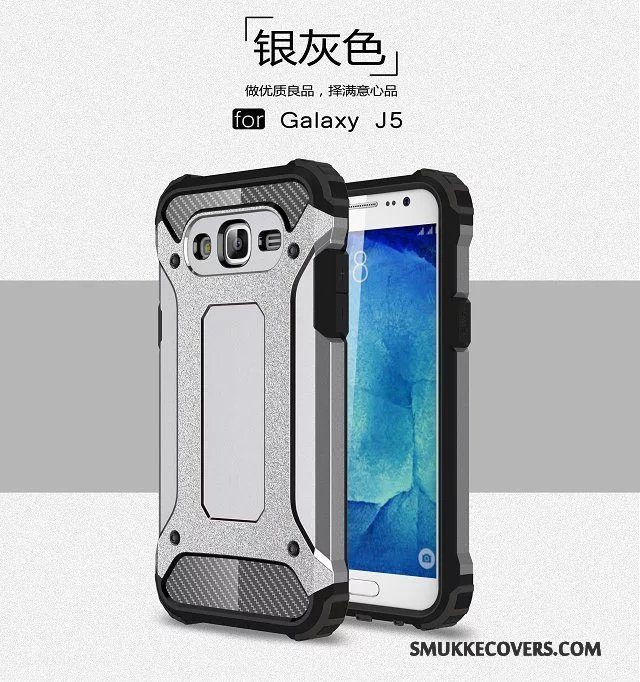 Etui Samsung Galaxy J5 2015 Tasker Anti-fald Armour, Cover Samsung Galaxy J5 2015 Beskyttelse Telefoncyan