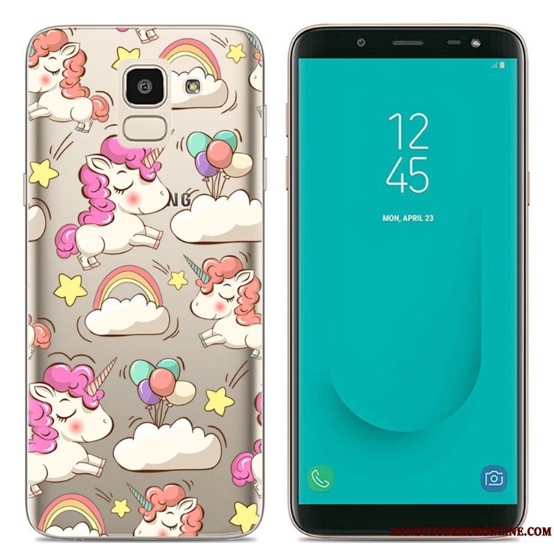 Etui Samsung Galaxy J6 Silikone Telefongennemsigtig, Cover Samsung Galaxy J6 Cartoon Lyserød Europa