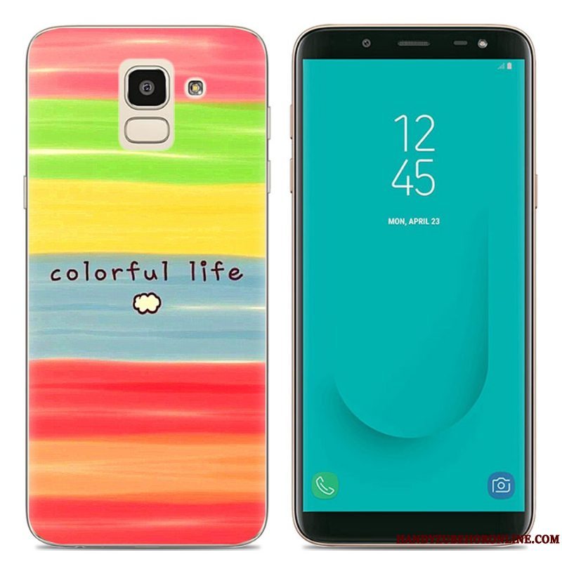 Etui Samsung Galaxy J6 Silikone Telefongennemsigtig, Cover Samsung Galaxy J6 Cartoon Lyserød Europa