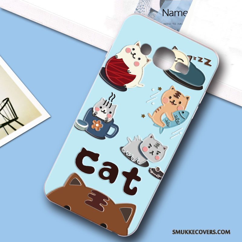 Etui Samsung Galaxy J7 2015 Cartoon Anti-fald Telefon, Cover Samsung Galaxy J7 2015 Blød Hård Lyseblå