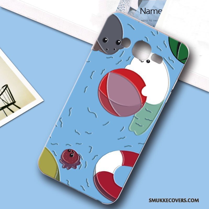 Etui Samsung Galaxy J7 2015 Cartoon Anti-fald Telefon, Cover Samsung Galaxy J7 2015 Blød Hård Lyseblå