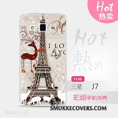 Etui Samsung Galaxy J7 2015 Cartoon Hård Tynd, Cover Samsung Galaxy J7 2015 Beskyttelse Telefonblå