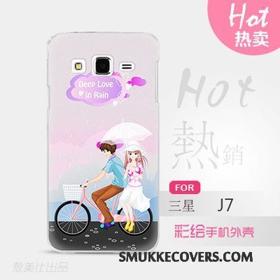 Etui Samsung Galaxy J7 2015 Cartoon Hård Tynd, Cover Samsung Galaxy J7 2015 Beskyttelse Telefonblå