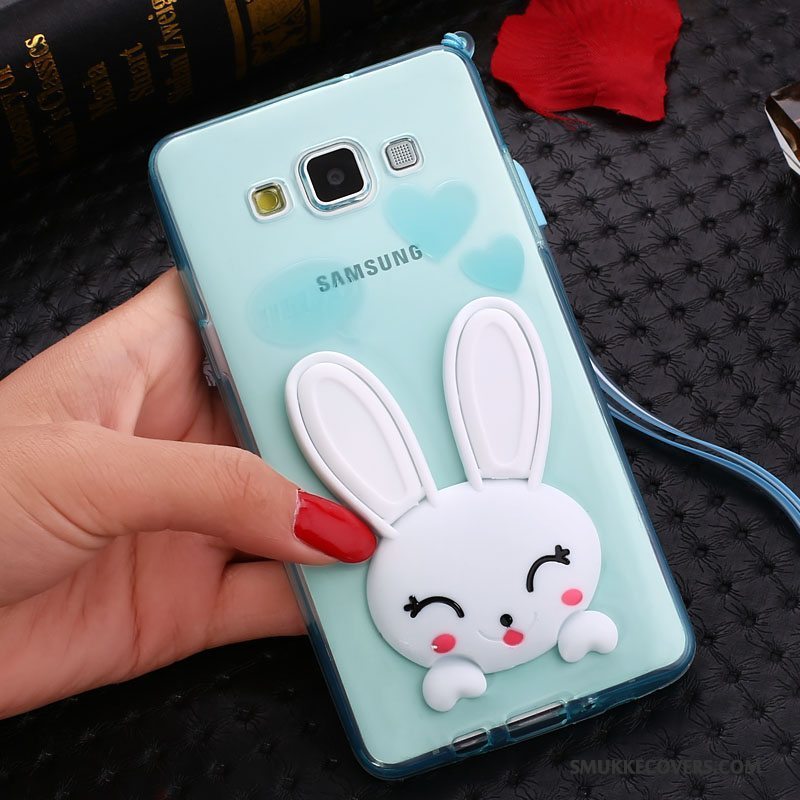 Etui Samsung Galaxy J7 2015 Cartoon Hængende Ornamenter Gennemsigtig, Cover Samsung Galaxy J7 2015 Blød Telefonlyserød