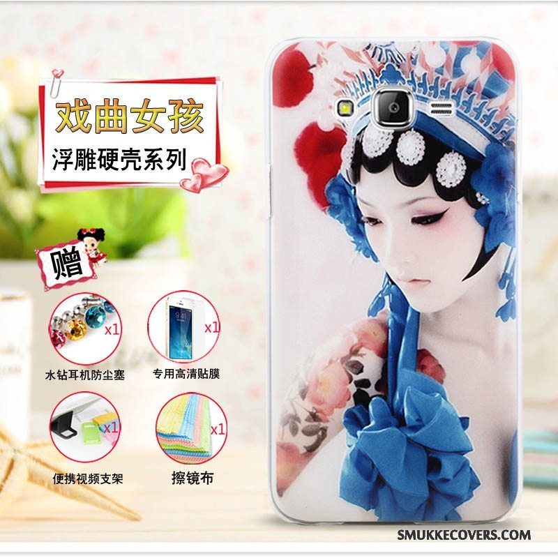 Etui Samsung Galaxy J7 2015 Cartoon Telefontynd, Cover Samsung Galaxy J7 2015 Beskyttelse Lilla