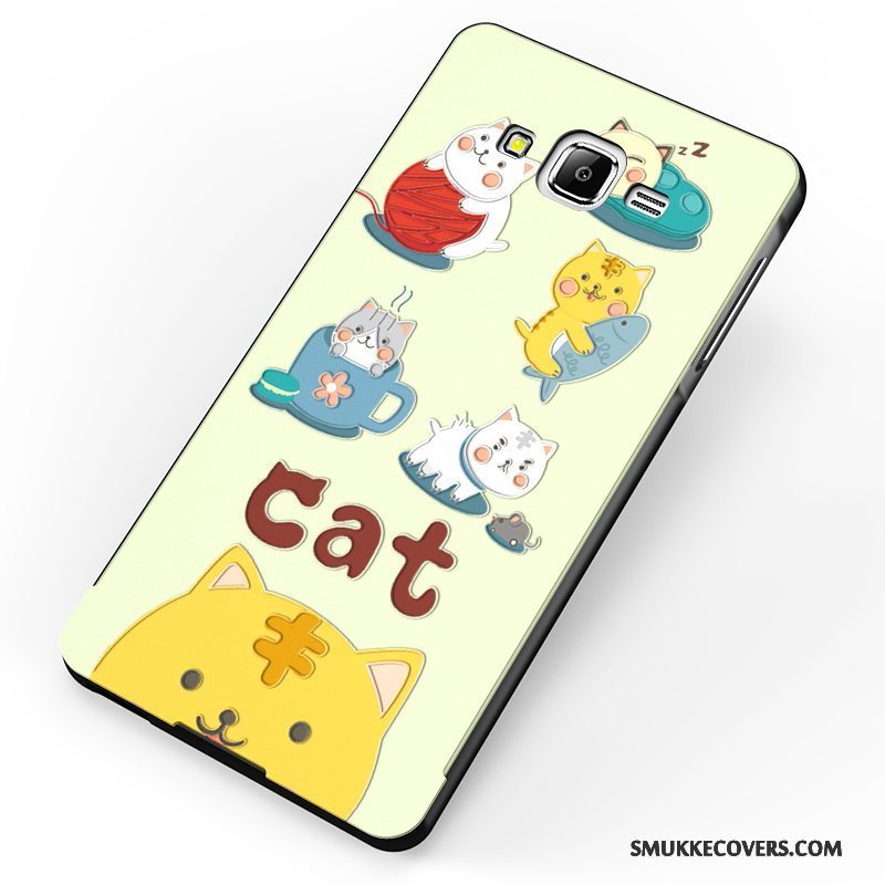 Etui Samsung Galaxy J7 2015 Cartoon Trend Rød, Cover Samsung Galaxy J7 2015 Metal Anti-fald Nubuck