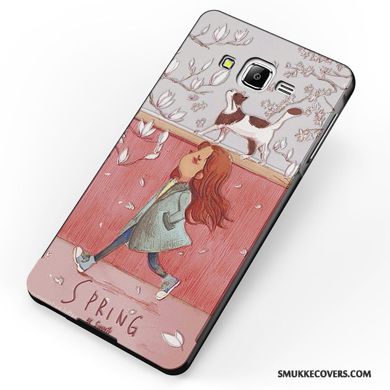 Etui Samsung Galaxy J7 2015 Cartoon Trend Rød, Cover Samsung Galaxy J7 2015 Metal Anti-fald Nubuck