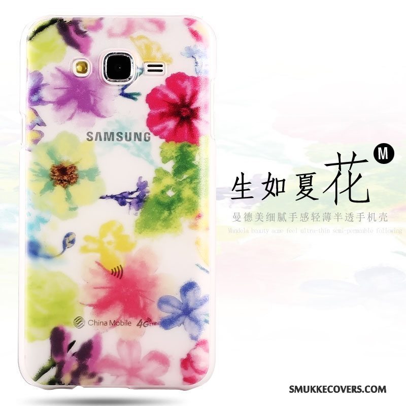 Etui Samsung Galaxy J7 2015 Farve Trend Hård, Cover Samsung Galaxy J7 2015 Beskyttelse Gennemsigtig Nubuck