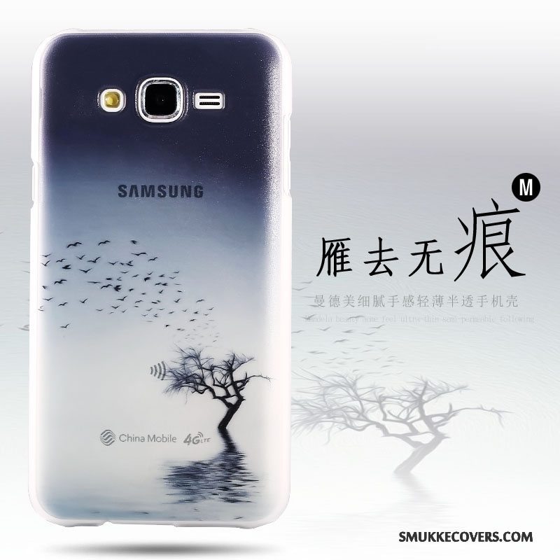 Etui Samsung Galaxy J7 2015 Farve Trend Hård, Cover Samsung Galaxy J7 2015 Beskyttelse Gennemsigtig Nubuck