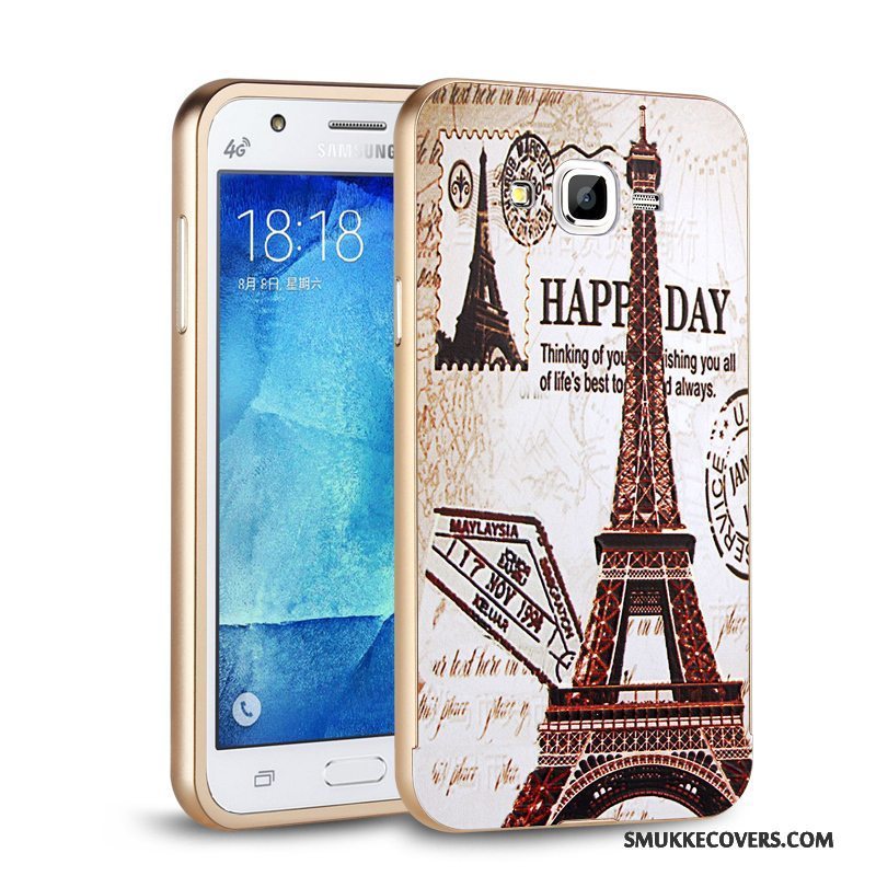 Etui Samsung Galaxy J7 2015 Metal Telefonramme, Cover Samsung Galaxy J7 2015 Rød Hård