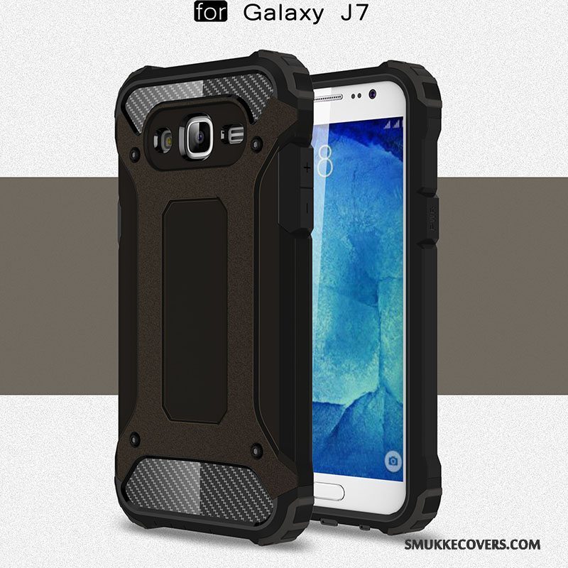 Etui Samsung Galaxy J7 2015 Silikone Telefonlyserød, Cover Samsung Galaxy J7 2015 Blød Anti-fald