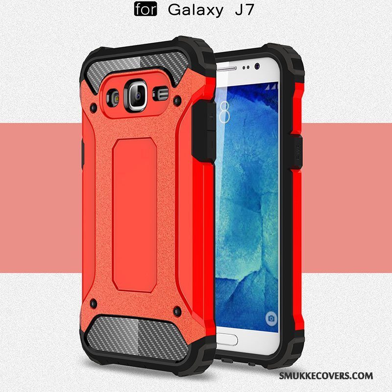 Etui Samsung Galaxy J7 2015 Silikone Telefonlyserød, Cover Samsung Galaxy J7 2015 Blød Anti-fald