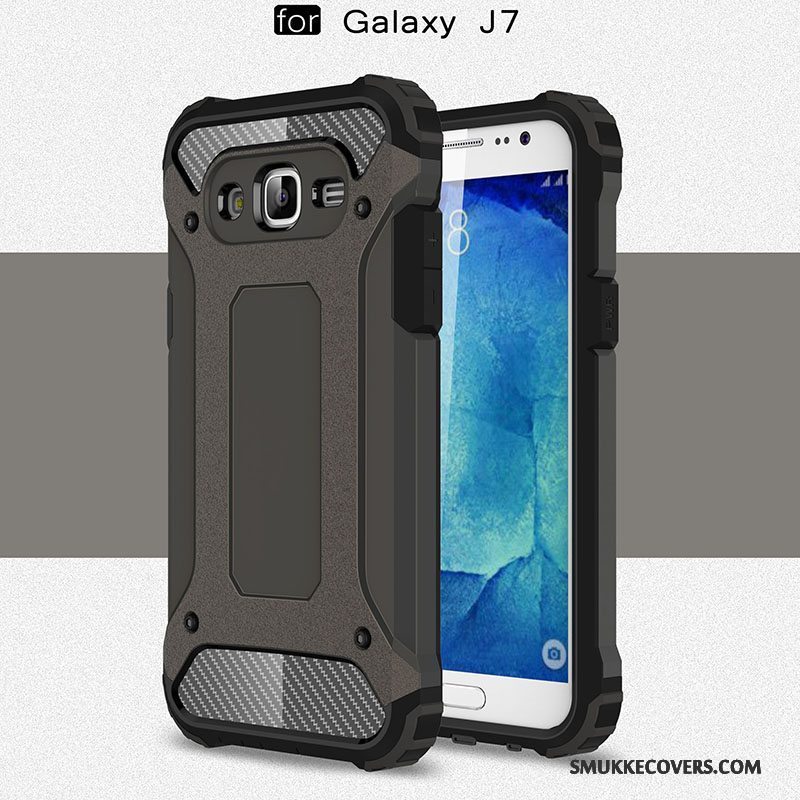 Etui Samsung Galaxy J7 2015 Silikone Telefonlyserød, Cover Samsung Galaxy J7 2015 Blød Anti-fald