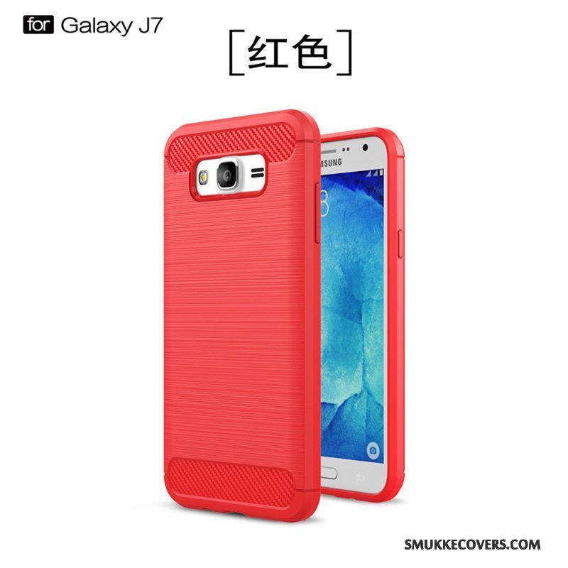 Etui Samsung Galaxy J7 2015 Silikone Telefonny, Cover Samsung Galaxy J7 2015 Beskyttelse Sort Anti-fald