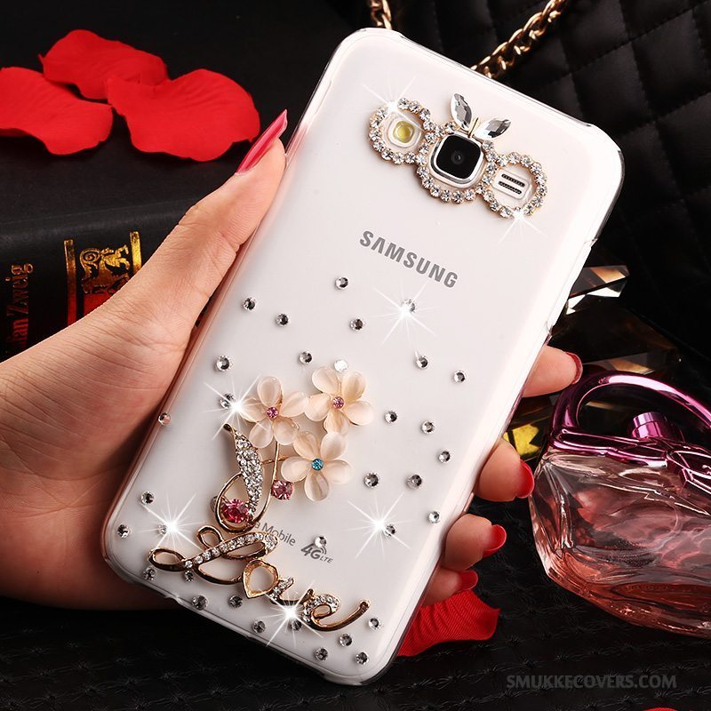 Etui Samsung Galaxy J7 2015 Strass Anti-fald Guld, Cover Samsung Galaxy J7 2015 Beskyttelse Trend Gennemsigtig