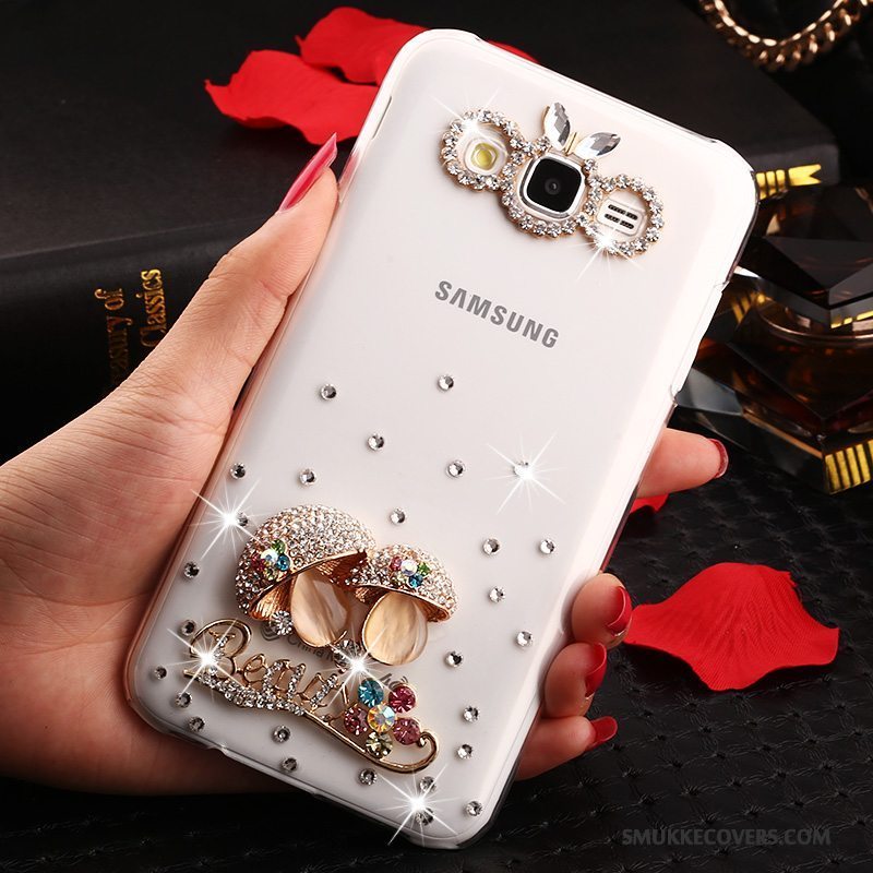 Etui Samsung Galaxy J7 2015 Strass Anti-fald Guld, Cover Samsung Galaxy J7 2015 Beskyttelse Trend Gennemsigtig