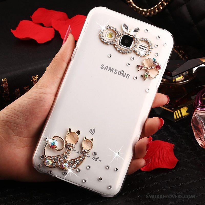 Etui Samsung Galaxy J7 2015 Strass Anti-fald Guld, Cover Samsung Galaxy J7 2015 Beskyttelse Trend Gennemsigtig