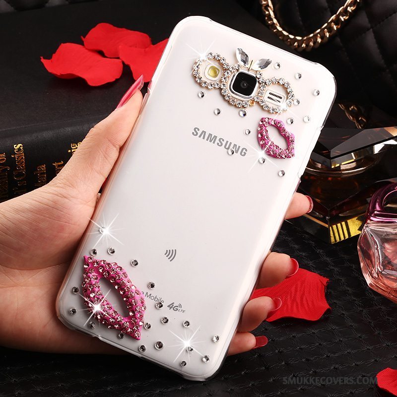 Etui Samsung Galaxy J7 2015 Strass Anti-fald Guld, Cover Samsung Galaxy J7 2015 Beskyttelse Trend Gennemsigtig