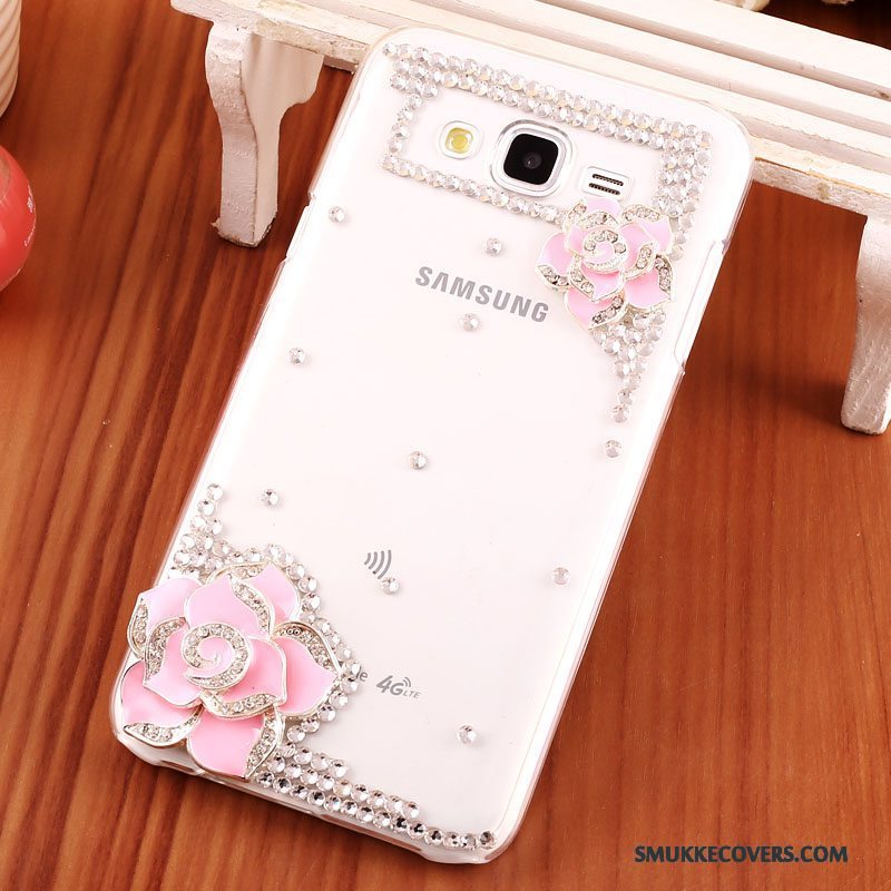 Etui Samsung Galaxy J7 2015 Strass Guld Hård, Cover Samsung Galaxy J7 2015 Beskyttelse Telefongennemsigtig