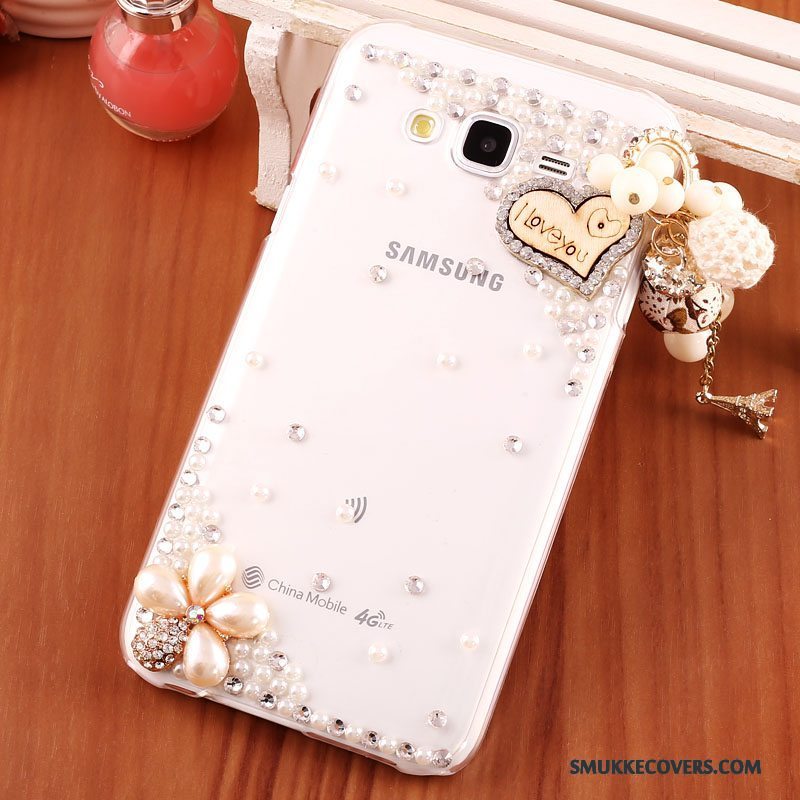 Etui Samsung Galaxy J7 2015 Strass Guld Hård, Cover Samsung Galaxy J7 2015 Beskyttelse Telefongennemsigtig