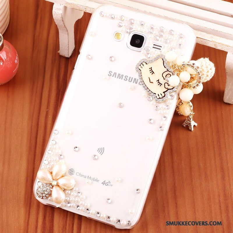 Etui Samsung Galaxy J7 2015 Strass Guld Hård, Cover Samsung Galaxy J7 2015 Beskyttelse Telefongennemsigtig