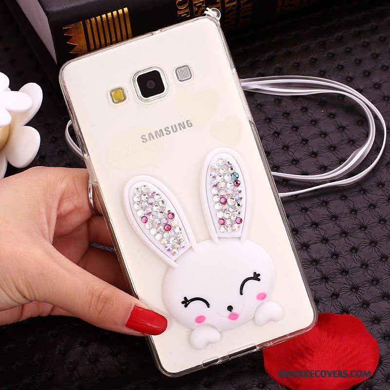 Etui Samsung Galaxy J7 2015 Strass Hvid Telefon, Cover Samsung Galaxy J7 2015 Support Kanin Pels Bold