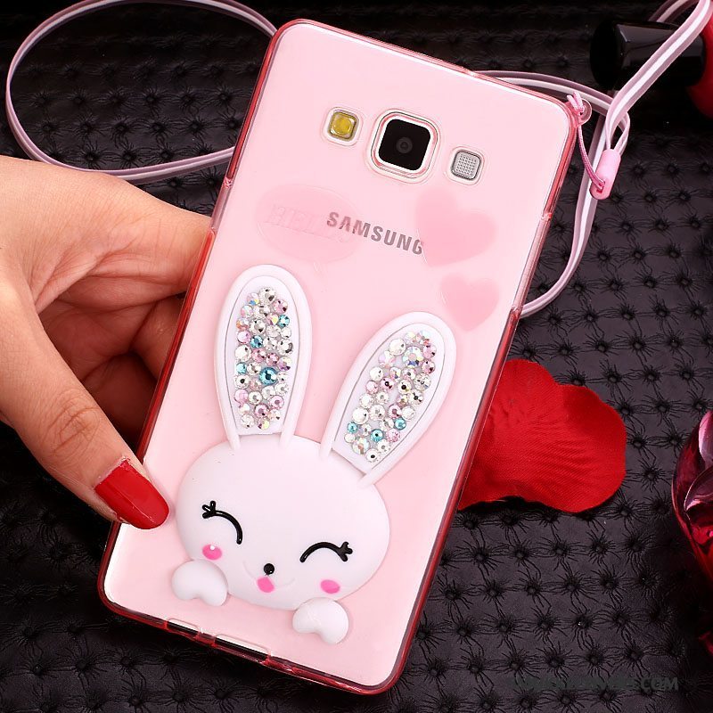 Etui Samsung Galaxy J7 2015 Strass Hvid Telefon, Cover Samsung Galaxy J7 2015 Support Kanin Pels Bold