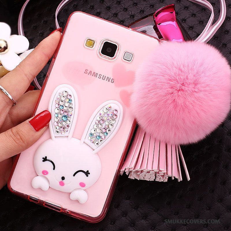 Etui Samsung Galaxy J7 2015 Strass Hvid Telefon, Cover Samsung Galaxy J7 2015 Support Kanin Pels Bold