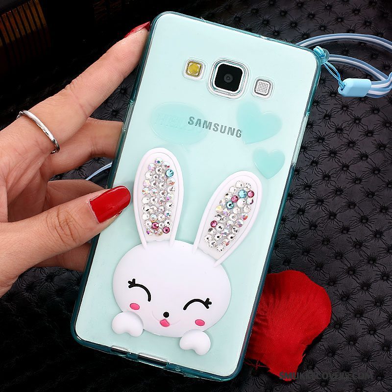 Etui Samsung Galaxy J7 2015 Strass Hvid Telefon, Cover Samsung Galaxy J7 2015 Support Kanin Pels Bold