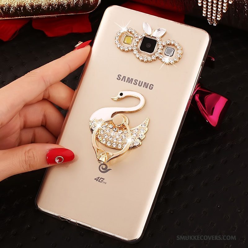 Etui Samsung Galaxy J7 2015 Strass Tynd Ring, Cover Samsung Galaxy J7 2015 Silikone Lyserød Anti-fald