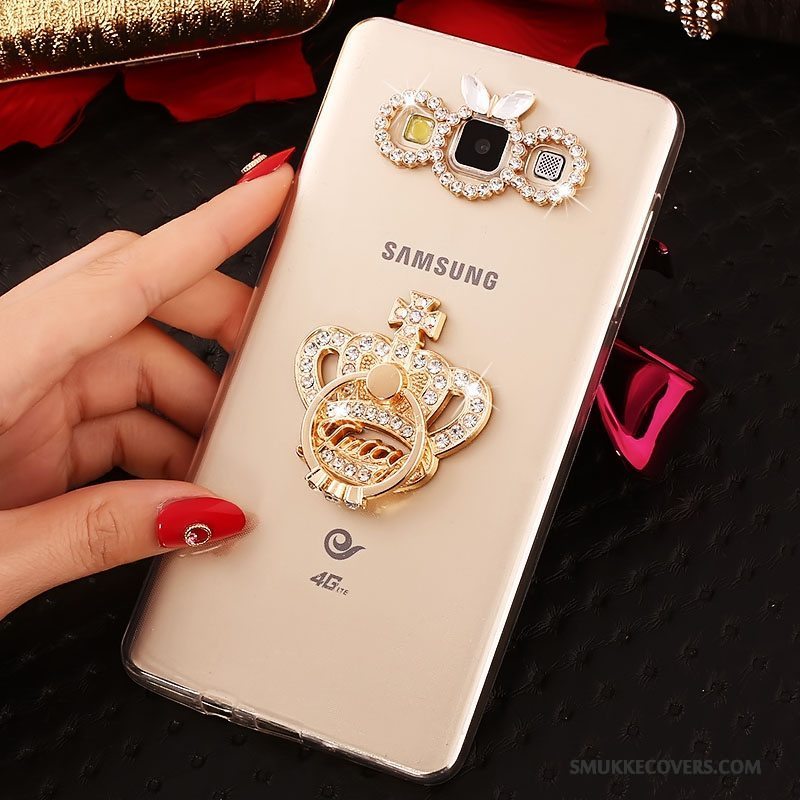 Etui Samsung Galaxy J7 2015 Strass Tynd Ring, Cover Samsung Galaxy J7 2015 Silikone Lyserød Anti-fald